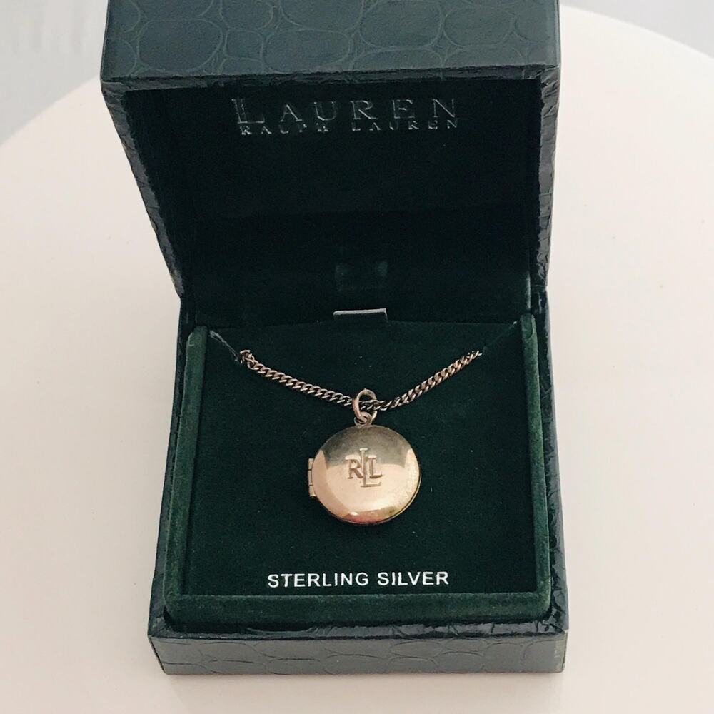 Vintage Ralph Lauren Sterling Silver Locket Necklace - RLL Pendant -Marked 925